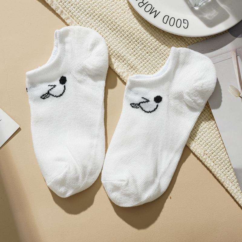 

Женские простые модные белые спортивные носки-невидимки с милым мультяшным принтом One size