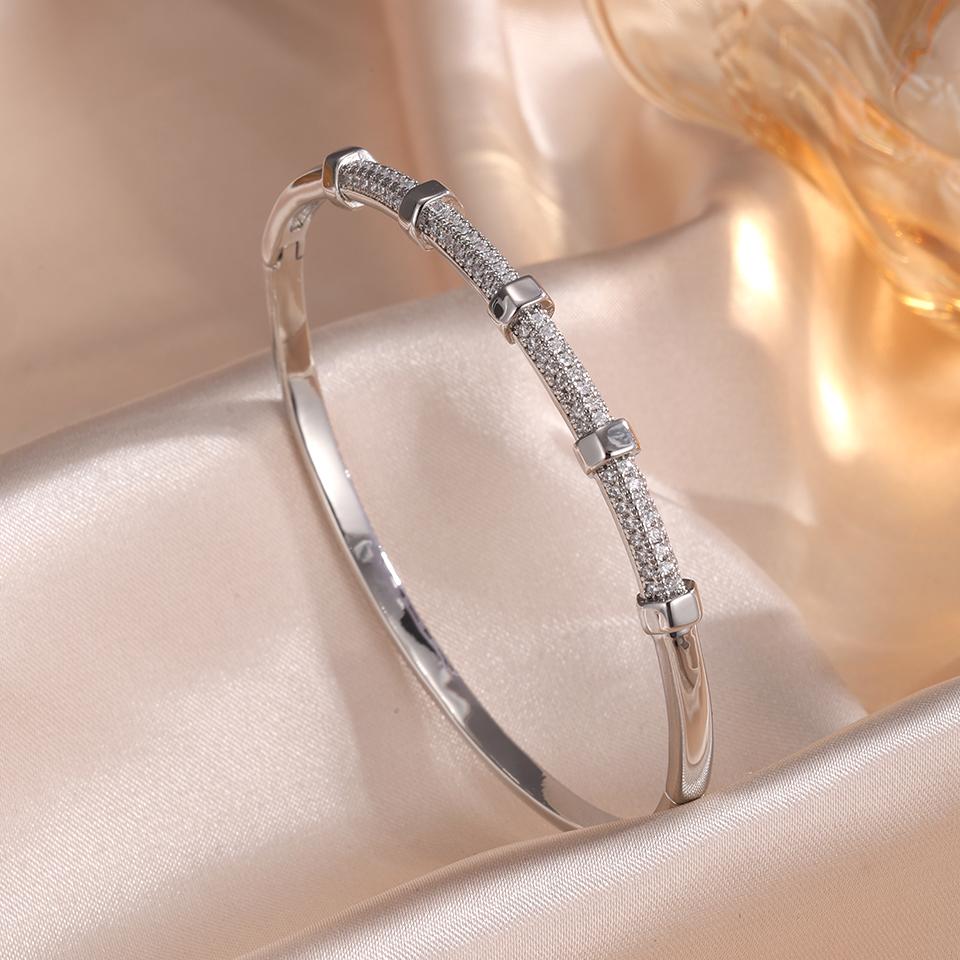 ZAKOL Classic Nail Screws Design Micro-set Zircon Bangles for Women High Quality Party Zircon Accessories Gift