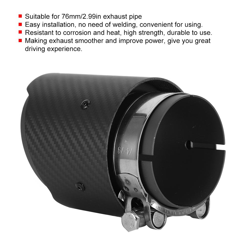 Fibra de Carbono Entrada 80mm Salida 101mm Cola Garganta Lados Rectos Mate Punta de Tubo de Escape Apto para Mazda CX5 CX4(Negro mate