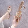 Mode Damen Strass Transparente Sandalen Sommer Neu All-Match Neu Runde Zehenpartie Offene Zehen Pantolette