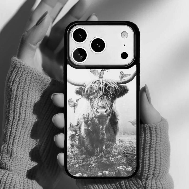Cute Highland Cow soft Phone Case for iPhone 17 16 15 14 13 Pro Max Back Cover for 12 11 Pro Coque