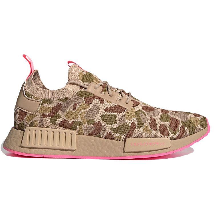 adidas Zapatillas unisex NMD_R1 Primeknit Camo Hyper Pop en marrón pálido y nude G57940