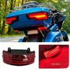 Rear LED Brake and Running Light Assembly with Preformed Mounting Holes, Curved Housing, and Red Layered Lens for Specified 2014-2023 Motorcycles