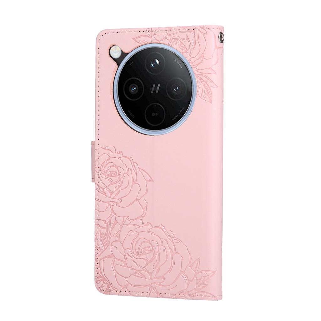 For Oppo Find X8 5G Case Rose Flower PU Leather Wallet Phone Cover with 3 Card Slots/Wrist Strap
