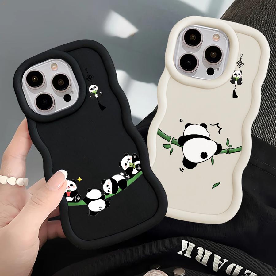 Case for iPhone XR 12 13 16 Pro Max 11 17 Air 15 Plus 14 8 Soft Phone Cover Cartoon Cute Panda