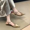 Thin Heel Bag Head Sandals Female Niche Design Commuter Fairy Spring and Summer Pointed Middle Heel Single Shoes