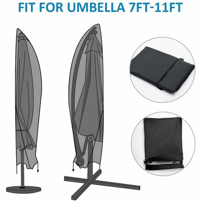 AIMOONSA Housse de protection pour parasol déporté 210D Oxford imperméable 205×25/57/48 cm - Noir