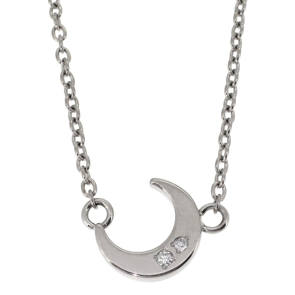 Phiten Crescent Moon Double Diamond Titanium Necklace for Simple [Fefe] Fe-fe×phiten [Special Edition] Men, Women, Couples,