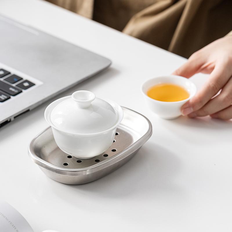 One Person Drinking Alone White Porcelain Kung Fu Tea Set Single Person One Pot One Cup Ceramic Cover Bowl Set