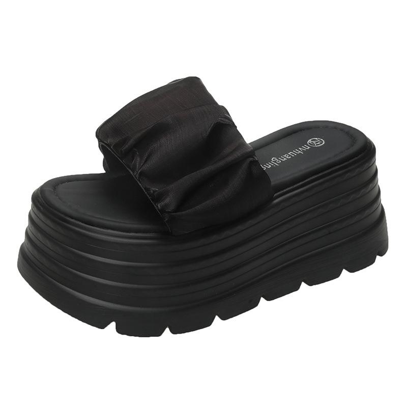 

Мода Мода Шлепанцы на толстой подошве для женской уличной носки 2025 лето новые корейская версия толстая подошва 9 см босоножки на высоком каблуке для женщин 39 чёрный