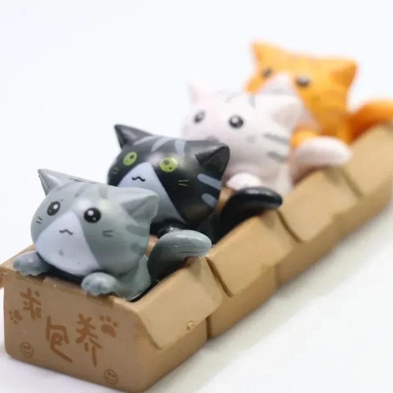 4pcs Mini Cat Ornament Garden Kitten Statue Gift For Kids Children Baby Room Cute Kawaii Toy Miniature Figurines Home Decoration