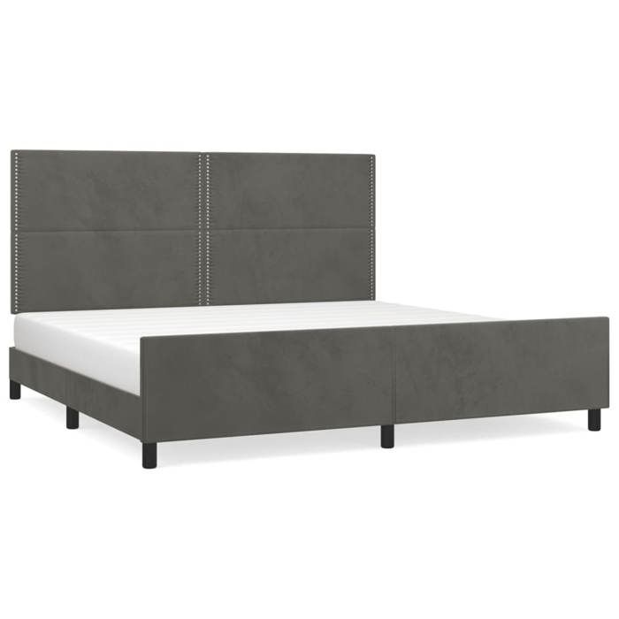 VidaXL Cadre de lit avec tête de lit Gris foncé 200x200 cm Velours3125715