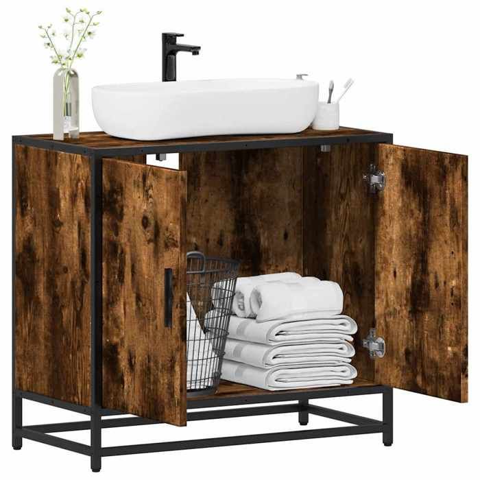 VidaXL Bathroom Vanity Unit Smoked Oak 65x33x60 Cm, Bathroom Sink Unit, Bathroom Furniture 849266