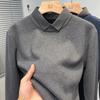 Neue Wintermode Herren Fake-Zweiteiler Spleiß-Poloshirt, dick und warm, cooles und vielseitiges Oberteil