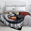 Dragon Yin Yang Throw, Balanced Design Flannel Blanket, Soft Portable for Travel, Zen Inspired Home Decor Gift