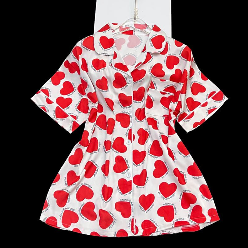 

Летняя новинка, женская милая атласная шелковая пижама с цветочным принтом, короткий рукав + брюки, женская шелковая милая домашняя одежда, повседневная одежда XXL