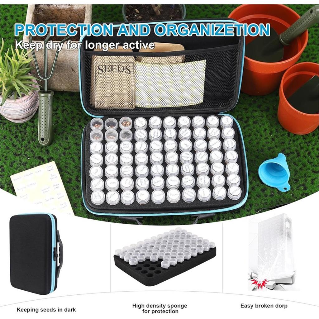 70 Slots Seed Storage Organizer, Garden Seeds Saver Kit Seed Organizer with 20 Seed Envelopes, Write Label, Funnel