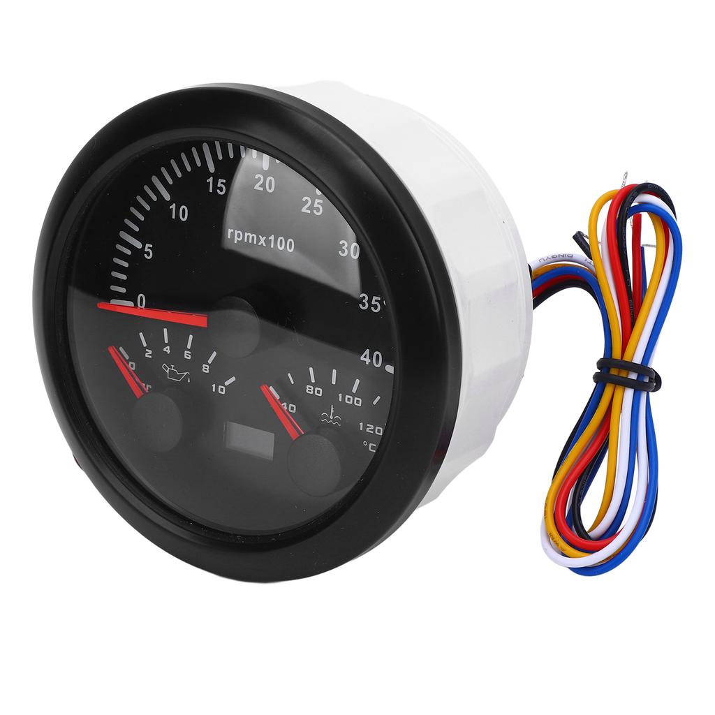 3-in-1 Elektrischer Drehzahlmesser Öldruckanzeige Wassertemperaturanzeige 3 3/8 Zoll 4000 U/min 0 bis 10 bar 40 bis 120 Grad Celsius 7 Farben