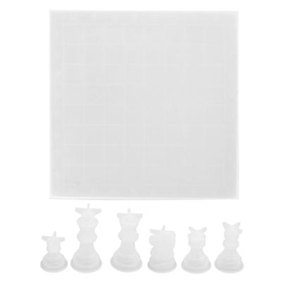 7 Pcs Chess Molds Flexible Reusable Easy Demoulding DIY Epoxy Resin Silicone Mold for Making Chess