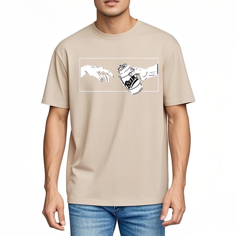 Streetwear summer Boys tshirt Hand Reaching For Beer Can Short Sleeve Relaxed Fit Round Neck tops male cotton tee shirt