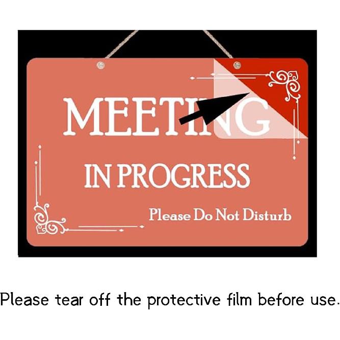 Meeting In Progress Sign,Do Not Disturb In Session Office Door Indicator,Welcome Please Knock Plaque for Business Home Office Meeting, Privacy Home