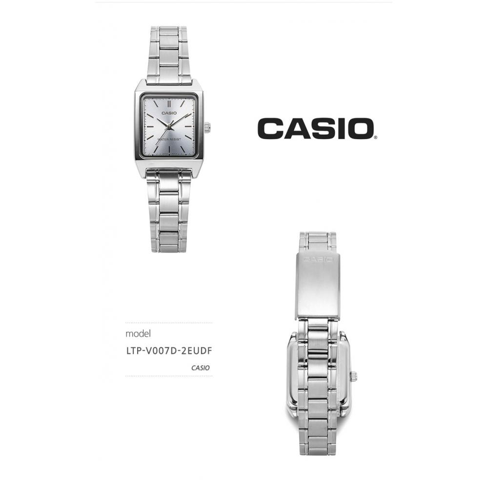 Casio Ltp V007d 2eudf  Ltp V007d 2e  Analog Square Sat Student Women S Metal Watch