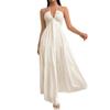 2026 European and American Women's Clothing Explosive Beach Vacation Backless V-neck White Pleated A-word Dress