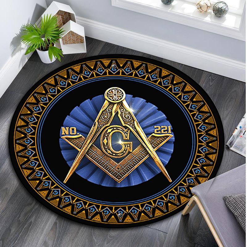 Freemasonry 3 Circular Rug - Office Decorative Carpet For Living Room Bedroom Door Mat Floor Rug Computer Chair Area Rug