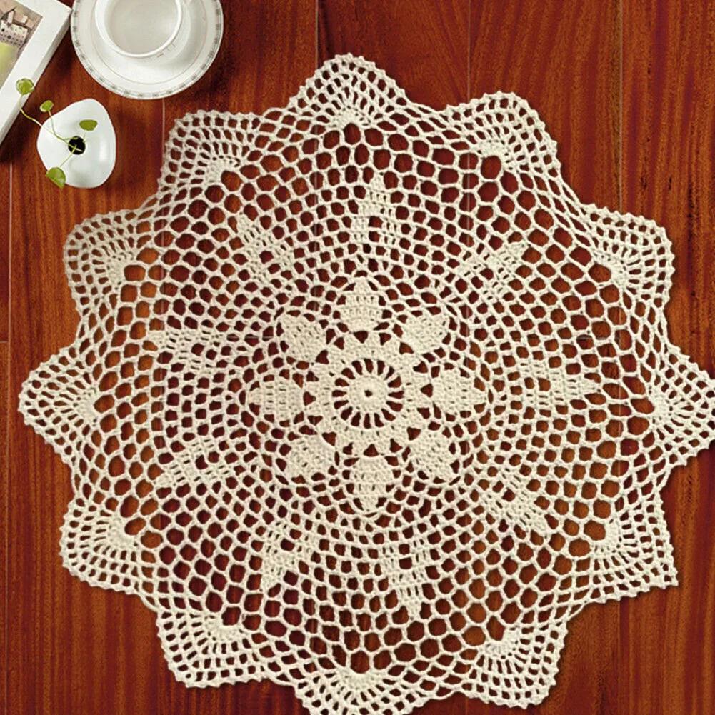 Vintage Ronde Haakwerk Kant Tafelkleed Uitgesneden Doily Mat Voor Eetkamer Thee Tafel Huisfeest Decor Cover