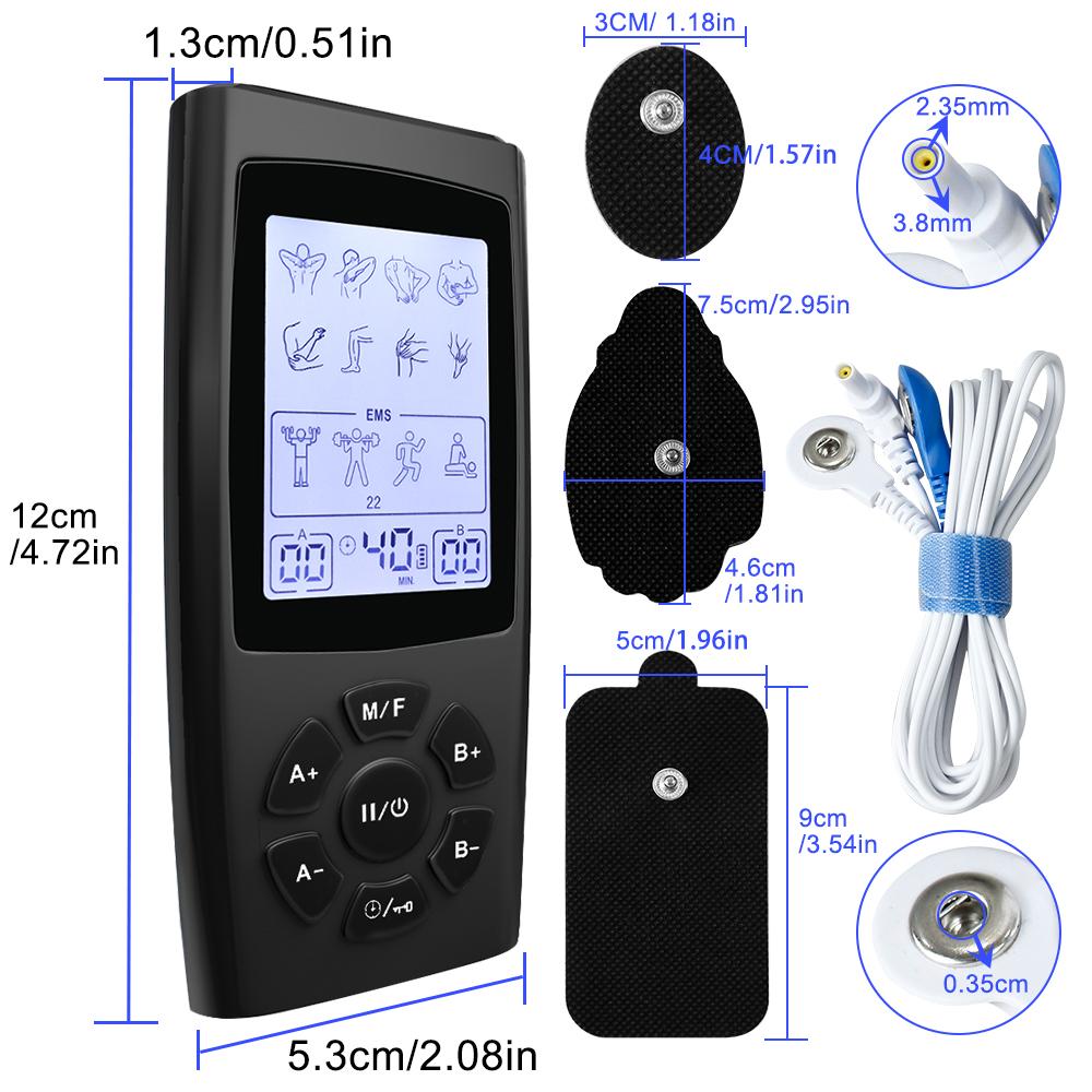 28 Modes TENS EMS Unit Muscle Stimulator for Pulse Pain Relief Rechargeable Portable Dual Channel 40 Intensity Body Massager