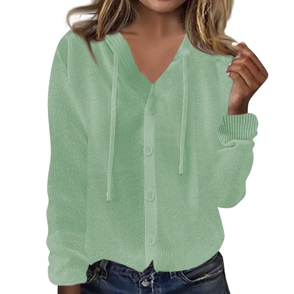 Damenmode Strick Cardigan Top Locker Langarm Sonnenschutz Kapuzenjacke