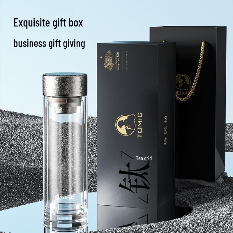 Temake Antibacterial Double-layer Glass Pure Titanium Water Cup