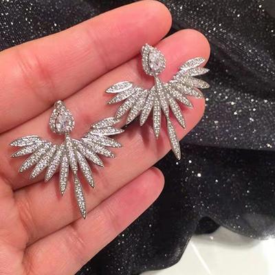 Micro-inlaid Zircon Angel Wings Earrings, Super Flash Temperament Earrings, High-end Fashion Personalized Earrings, Women