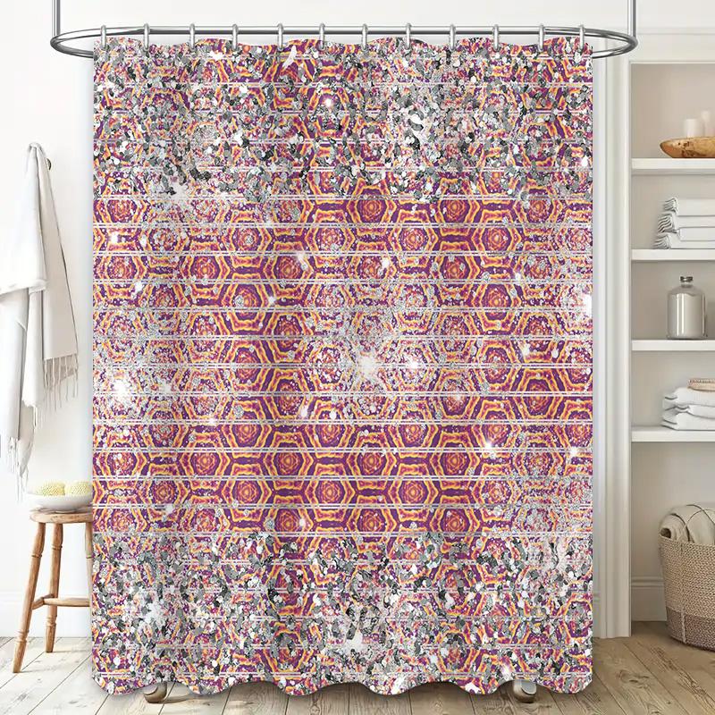 Decorative Shower Curtain Fabric Waterproof Bath Mat Modern Home Decor 3D Print for Bathroom Decoration Pink/Orange/Blue
