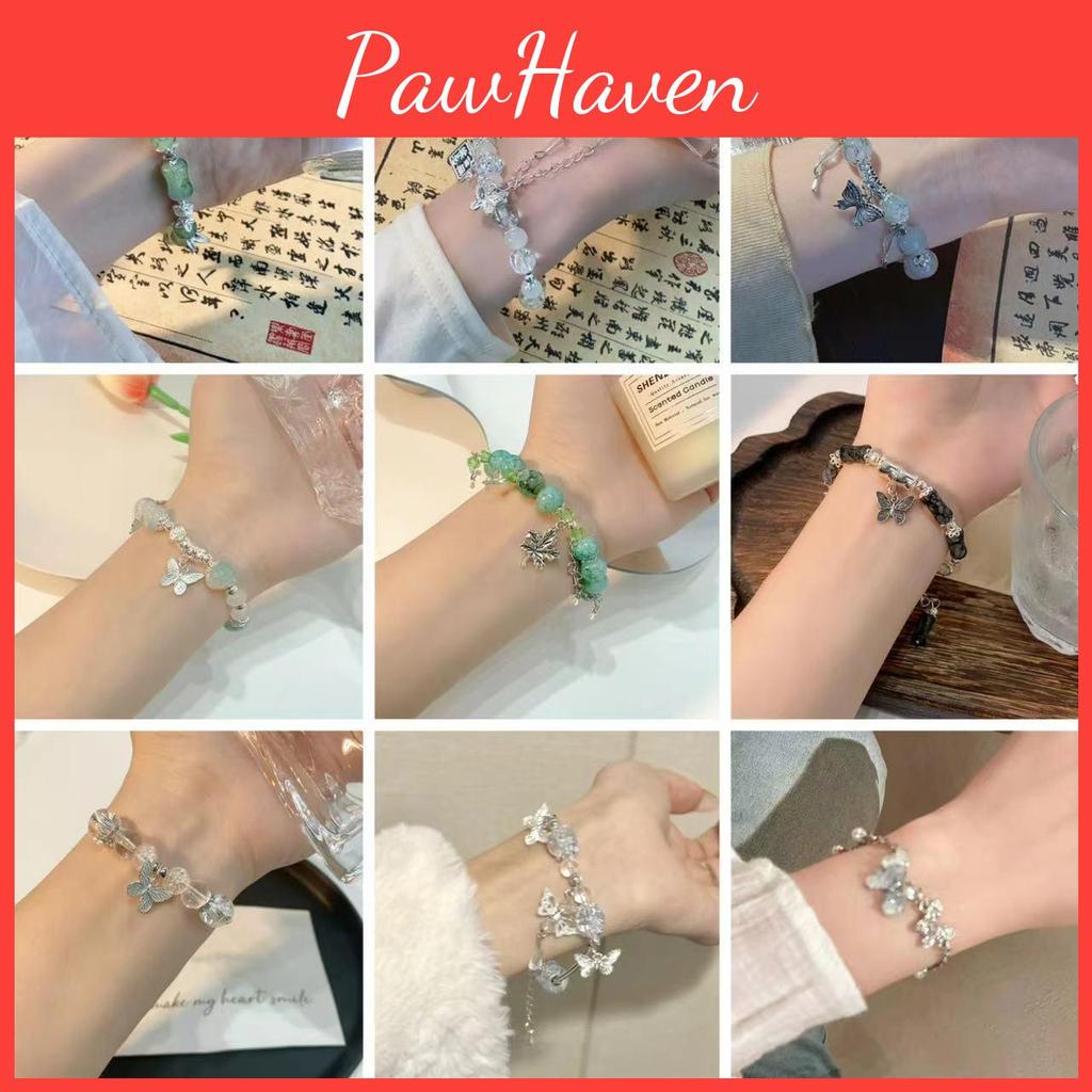 Gradient Elegant Blue Gemstone Butterfly Bracelet For Women Luxurious Summer Jewelry