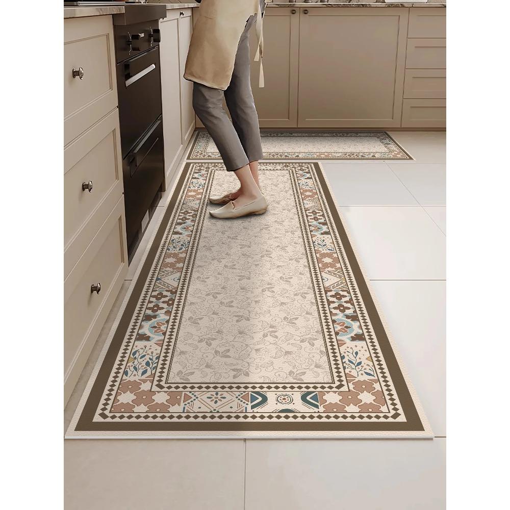 Kitchen Floor Mat Waterproof Oil-proof Wipeable PVC Leather Soft  Rug Household Long Non-slip Dirt-resistant Carpet Alfombra