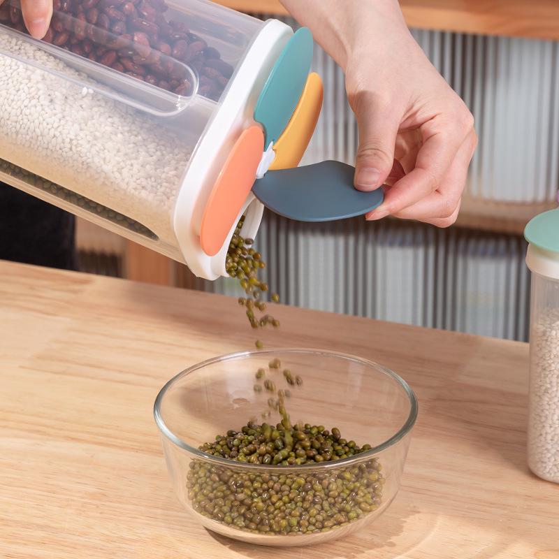 Large Capacity Airtight Kitchen Grain Storage Box - Transparent Divided Keeper
