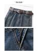 Saia Midi Jeans A-Line Retrô Chique - Cintura Alta, Slim Fit, Confortável e Estilosa, Estilo Coreano Primavera 2026