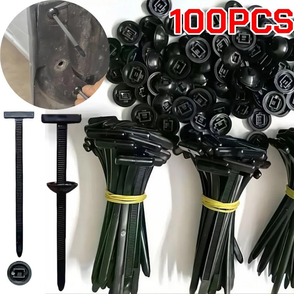 100-20PCS Nylon Universal Cable Tie Buckle Car Fastener Clips Kit Pin Retainer Trim Bumper Rivet Door Trim Panel Clips Repair
