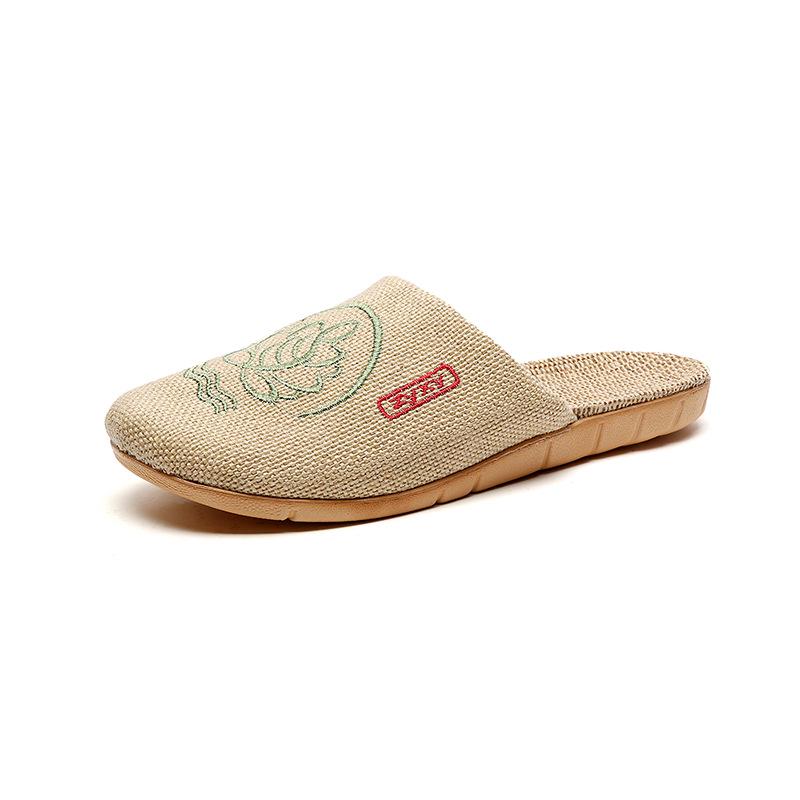

Embroidered Cotton Linen Slippers for Men and Women - Comfortable, Sweat-Absorbent, Thick Sole, Indoor Closed Toe Design 40-41