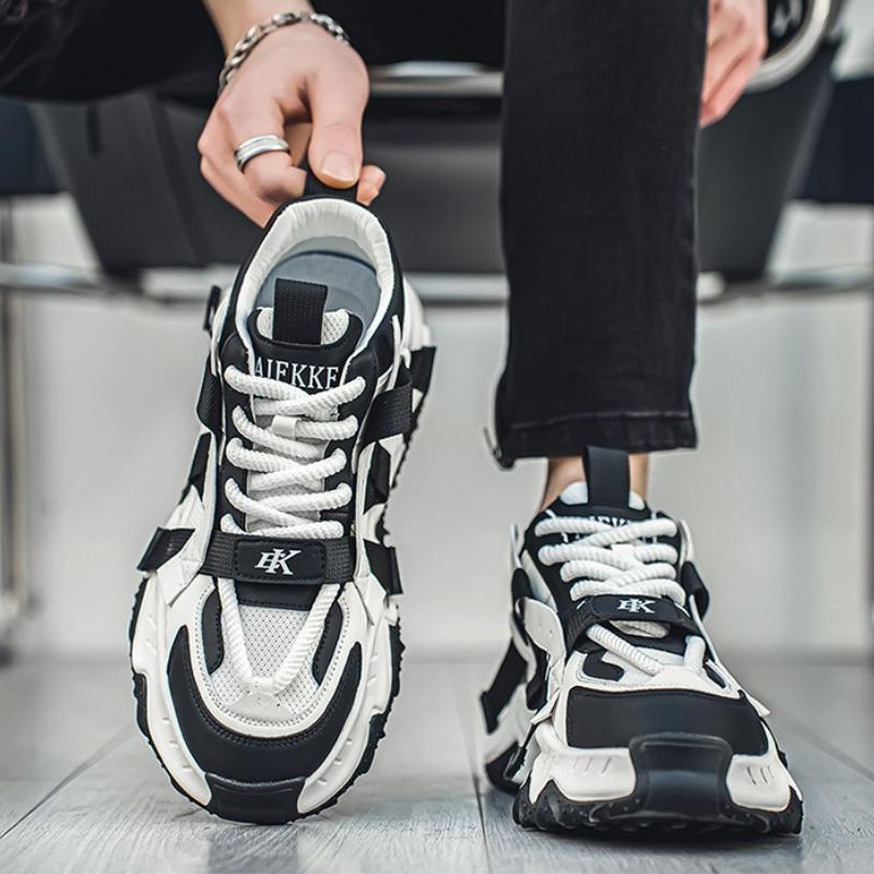 Fashion Green Men's Platform Shoes Summer Mesh Breathable Running Shoes Comfortable Versatile Height-enhancing Casual Sneakers