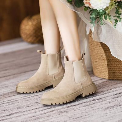 Short Boots for Women 2025 New Matte Leather Women's Shoes British Style Womens Boots Mid Heel Flats Short Boot Platform Shoes