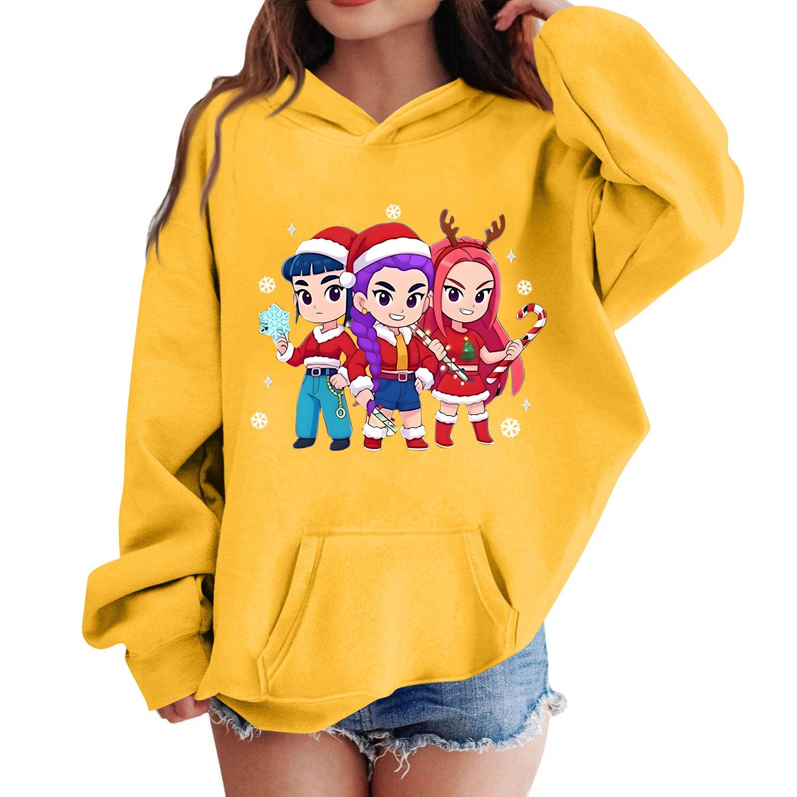 

Girls Witcher Group Print Sweatshirt Casual Hoodie 150 жовтий