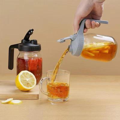 64oz/32oz Wide Mouth Mason Jar Glass Pitcher with Handle and Large Capacity for Cold Beverages