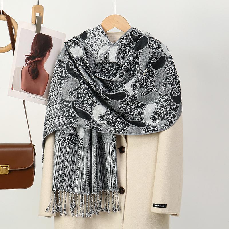 Foulard Paisley Imprime Design Hijabs Pour Femme Cachemire Pashmina Chale Dame Enveloppement Chaud Hiver Foulards Femme