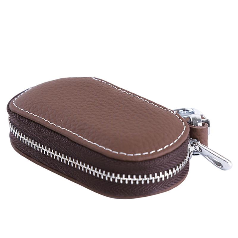 Men Key Holder Housekeeper Leather Car Key Wallets Keys Organizer Women Keychain Covers Zipper Key Case Bag Unisex Pouch Purse