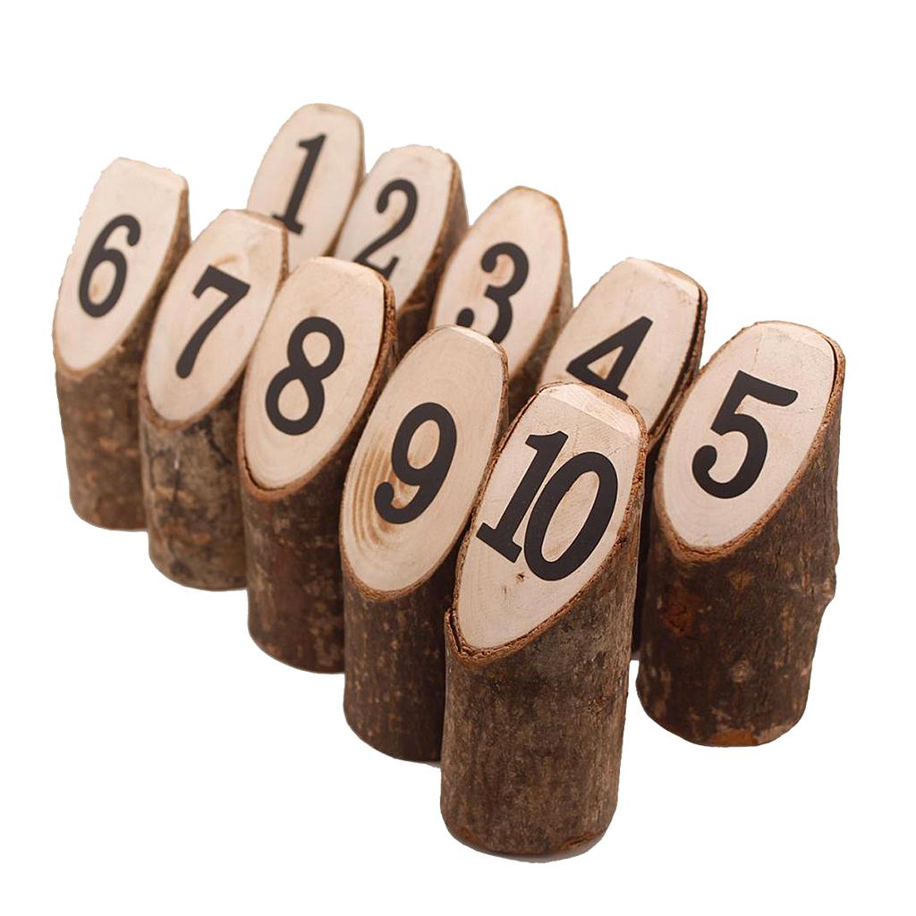 10 Pcs Wooden Round Log Holder Place for Photo Card Holder with Clip for Parents