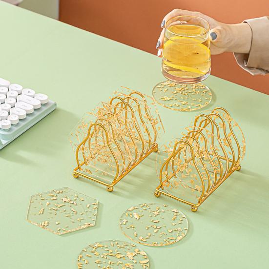 4 Stück Untersetzer Acryl Transparent Faux Kristall Textur Hitzebeständige Untersetzer Schützen Schreibtisch vor Verbrennungen Kratzern Flecken Zuhause Bar Küche Platzset