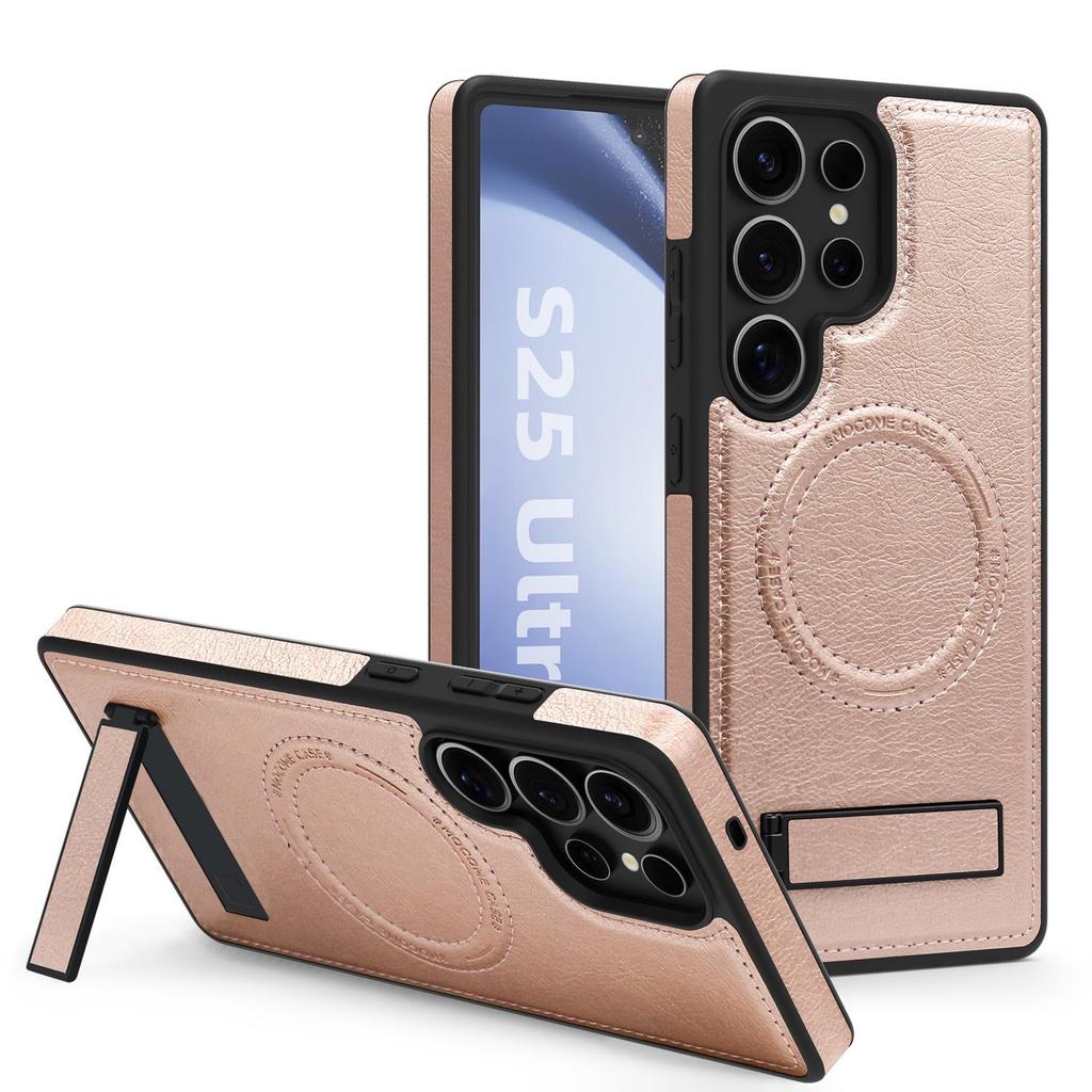 Samsung S25FE Leder Magnetische Hülle - Vollständiger Schutz Stoßfest mit Ständer für S24Ultra/S23.