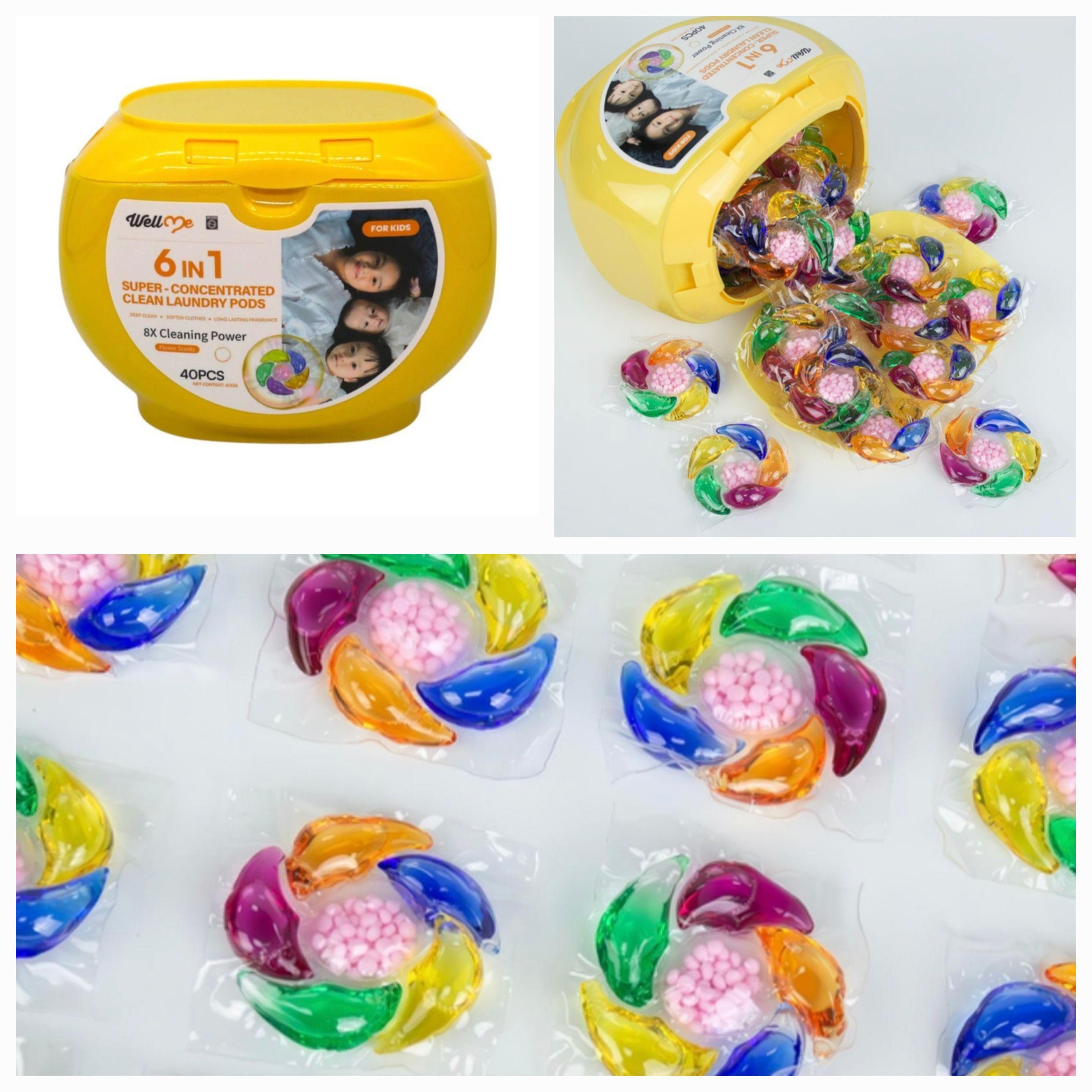 

6 в 1 Суперконцентровані Капсули для Чистого Прання. Капсули для прання 40 шт. Для дитячого одягу 1 box 40 capsules